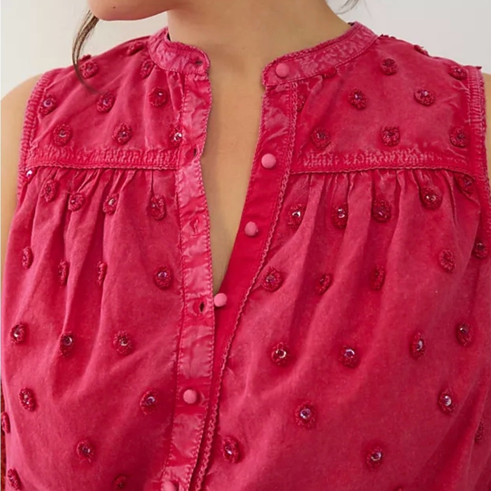 Anthropologie Pink Embroidered Blouse